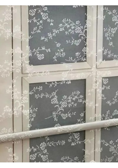 Çiçek Desen Çiftli Sistem Mekanizmalı Tül Ve Stor Perde Beyaz