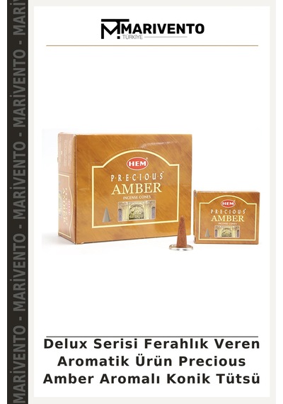 Delux Serisi Ferahlık Veren Aromatik Ürün Precious Amber Aromalı Konik Tütsü