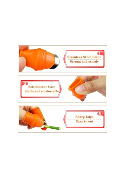 Kyrotech 6'li Silikon Başparmak Bıçağı Ve Kesilmeye Dayanıklı Parmak Kılıfı Seti, Meyve Ve Sebze Toplama İçin