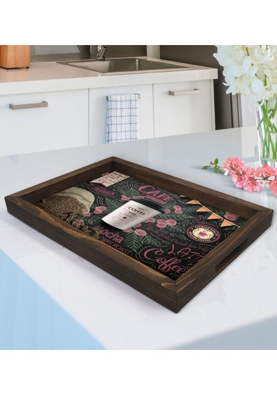 Bk Gift Coffee Tasarımlı Ahşap Tepsi-2
