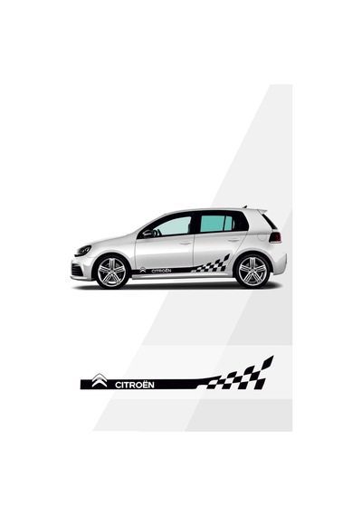 Citroen İçin Uyumlu Aksesuar Damalı Yan Şerit Sağ/sol Siyah