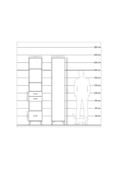 Hyperion Dolap 4 Raflı 3 Çekmeceli 44x44x221 Çam-aytaşı Çam