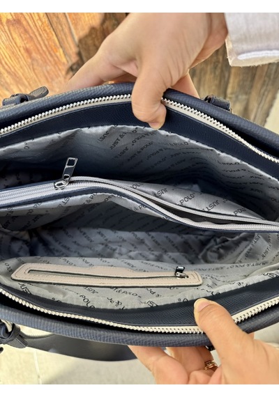Kadın Orijinal Just Polo Yeni Sezon Büyük Boy 3 Bölmeli Lüks El Ve Omuz Çantası Shoulder Bag Bej
