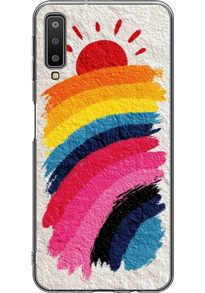 Samsung Galaxy A7 2018 Uyumlu Güneşli Gökkuşağı Baskılı Silikon Kılıf Renkli