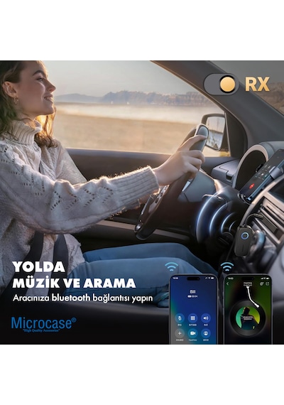 Microcase Ses Alıcı Verici Bluetooth Dönüştürücü 5.4 2 Si 1 Arada Aux Adaptör, Usb-c Şarj,araç & Ev Hoparlör İçin Kablosuz Müzik Adaptörü - Al5781