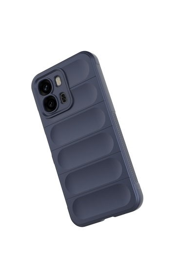 Oppo A6x Kılıf Darbe Emici Leke Tutmaz Esnek Tpu Oyuklu Arka Yüzey Tasarımlı Zore Etnik Silikon Kapak Lacivert