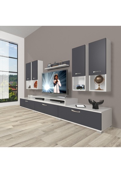 Decoraktiv Ekoflex 8da Mdf Tv Ünitesi Tv Sehpası - Beyaz Antrasit Beyaz - Antrasit Decoraktiv Ekoflex 8da Mdf Tv Ünitesi Tv Sehpası - Beyaz Antrasit Beyaz - Antrasit