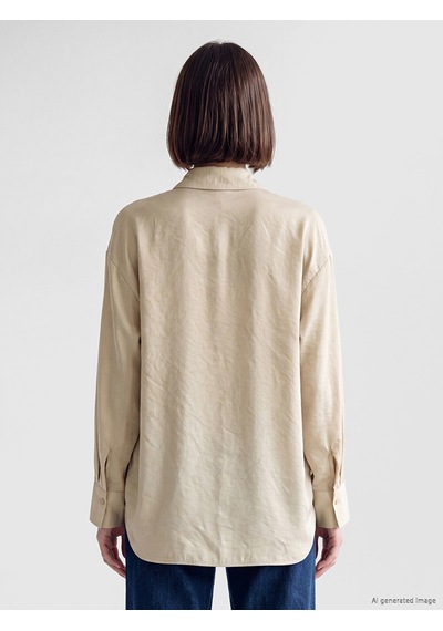 Lcw Modest Bej Oversize Modal Karışımlı Kadın Gömlek Tunik