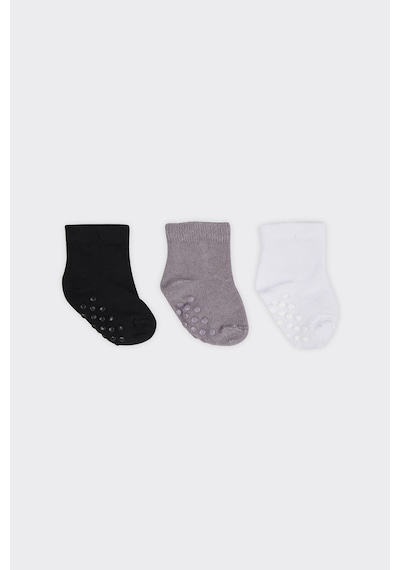 Panço Unisex Beybi Kaydırmaz Tabanlı 3'lü Soket Çorap Seti renkli