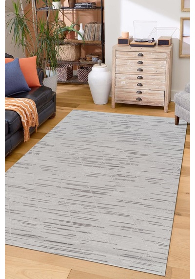 Villadia Home Textile Kaymaz Taban Modern Desen Halı Yolluk Leke Tutmaz Kolay Temizlenir Koridor Salon Yatak Mutfak Odası Vd4040gri Gri