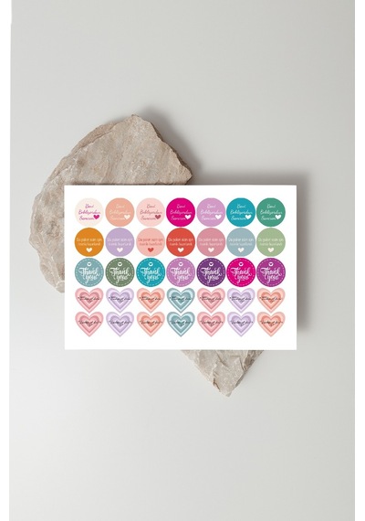 Desenli Thank You Teşekkür Stickers Paketleme Çıkartma Pytkstk103