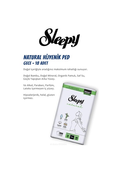 Sleepy Natural Ultra Hassas Hijyenik Ped Gece 18'li + Uzun 20'li + Günlük Ped Uzun 32'li + Islak Mendil 25'li