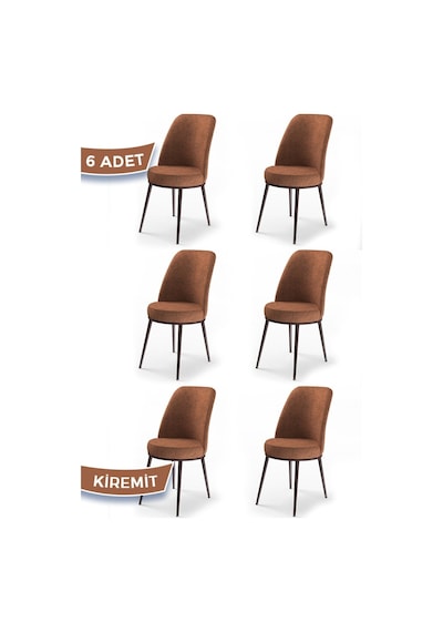 Canisa Concept Dexa Serisi Kiremit Renk 6 Adet Sandalye, Renk Kiremit, Ayaklar Kahverengi Kiremit