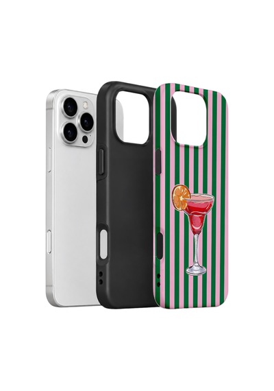 Apple iPhone Uyumlu 16 Pro Max Vorian Çift Katmanlı Kılıf Pink Citrus Cocktail