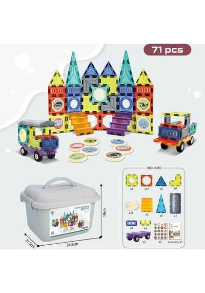 Plastik Kutuda Magnetic Yapı Blokları 3d Puzzle 71 Parça 6.5 Cm