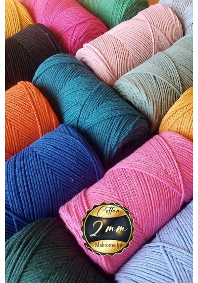 Koton Pamuk Makrome İpi 250 Gr 2mm Cotton Zincir Makrome Çanta İpi Supla İpi Runner İpi