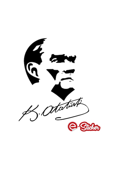 Atatürk Silueti Ve Imzası Oto Sticker (352049367)