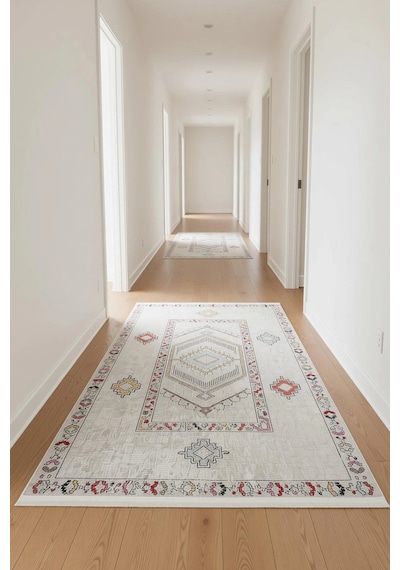 Blghome Dokuma Tabanlı Dijital Baskı Halı Blg3813 Bej