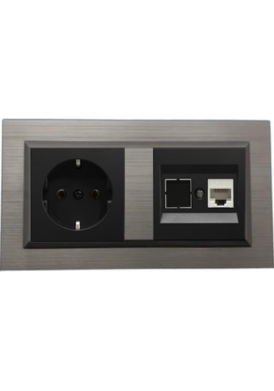 Ovivo Quantum Bakır 2'li Set Topraklı Priz Ve Cat5 Data Priz Set
