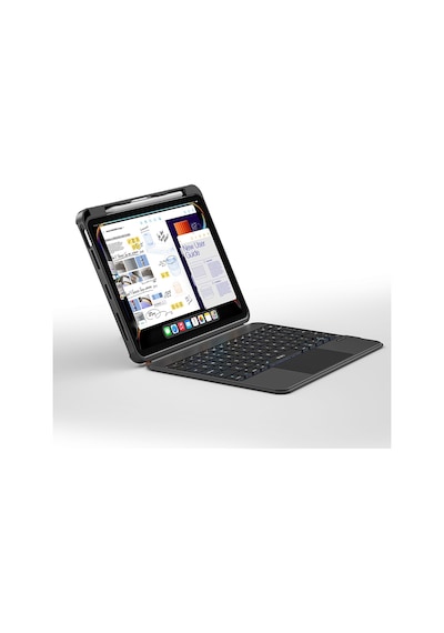 Apple Uyumlu iPad  Pro 13 2024 Wiwu Mk-007 Combo Pro Kalem Bölmeli Klavyeli Standlı Kılıf Siyah Klavyeli Kılıf
