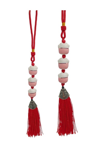 Üçlü Pembe Maneki Neko Şans Kedisi Araba Süsü No.5p