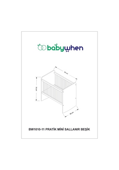 BW1011 - Sallanır Sabitlenir Pratik Sepet Bebek Beşik Ahşap 50x90 Beyaz