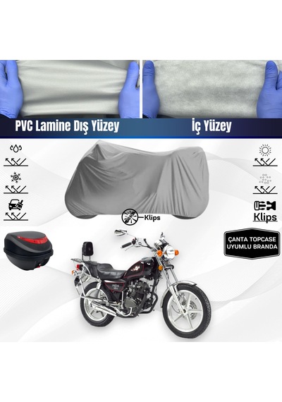 Kanuni Seyhan 250 Motosiklet Brandası Çanta Topcase Uyumlu Motor Branda