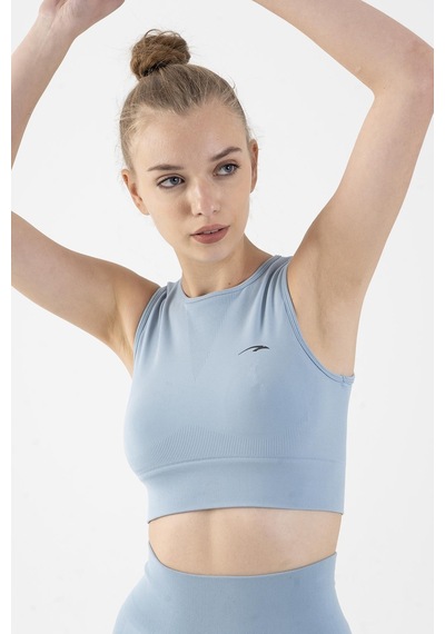 Maraton Active Slimfit Kadın Atlet Yaka Kolsuz Training Sislimavi Bra 813034-Sislimavi