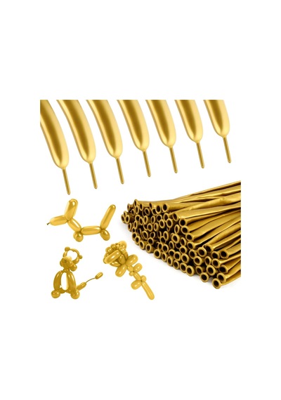Yüksek Kalite 100 Adet Gold Sosis Balon Metalik Gold Sosis Balon Parlak Sosis Balon Şekil Balonu Altın