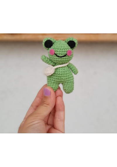 Amigurumi Kurbağa Anahtarlık 1adet Açık Yeşil