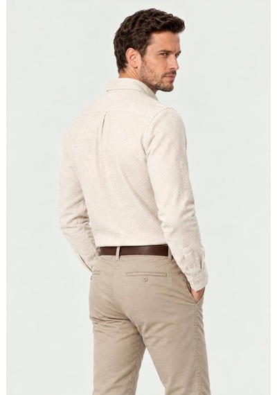 İgs Ekru Dynamic Fit Dar Kalıp Düğmeli Yaka Uzun Kollu % 50 Pamuk Gömlek-26166 İgs Ekru Dynamic Fit Dar Kalıp Düğmeli Yaka Uzun Kollu % 50 Pamuk Gömlek-26166