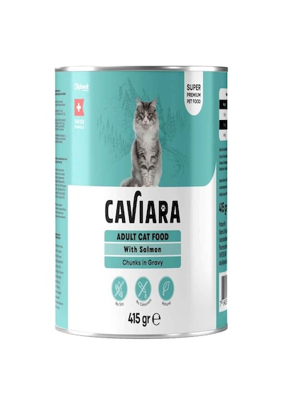 Caviara Kedi Konservesi Sos İçinde Et Parçacıklı Somonlu 415 Gr