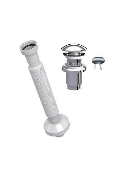 Suera Magic Pipe Körüklü Gider Borusu + Elixir Pop-up Set Krom - Taşma Delikli