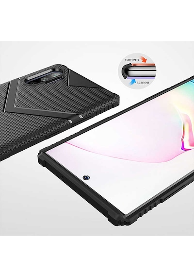 Galaxy Note 10 Plus Kılıf Köşeleri Airbagli Parmak İzi Yapmayan Hank Silikon Kılıf Siyah