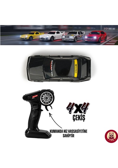 Uzaktan Kumandalı Mini Drift Bmw Evo30 Model Araba Dahili Şarjlı Işıklı 4x4 Taşıma Kumandalı Hız Hassasiyetli Ve Kademeli ,kuka Ve Drift Tekerleri Hediye 1:43 Ölçek Siyah