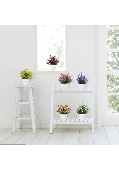 Nettenevime 6lı Set Yapay Çiçek Beyaz Saksıda 6 Çeşit Renkli Çiçekler Diğer