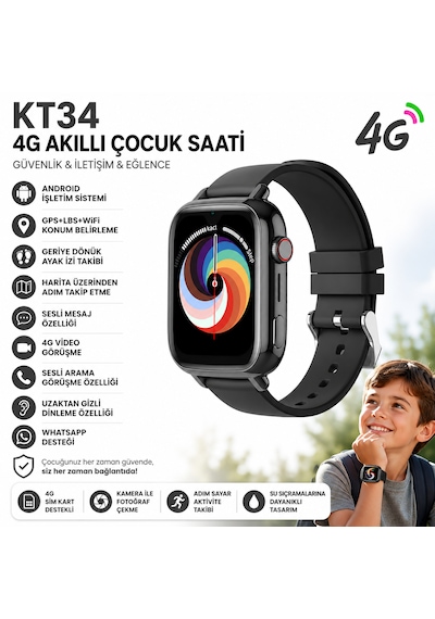 Roxiva KT34 1.78" Sim Kartlı 4G Android Çocuk Akıllı Saati (İthalatçı Garantili)