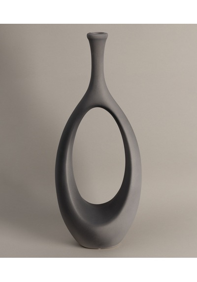 Koza Home Gracil Özel Taş Doku Gri İskandinav Seramik Vazo 20x5x55cm 6267 Standart