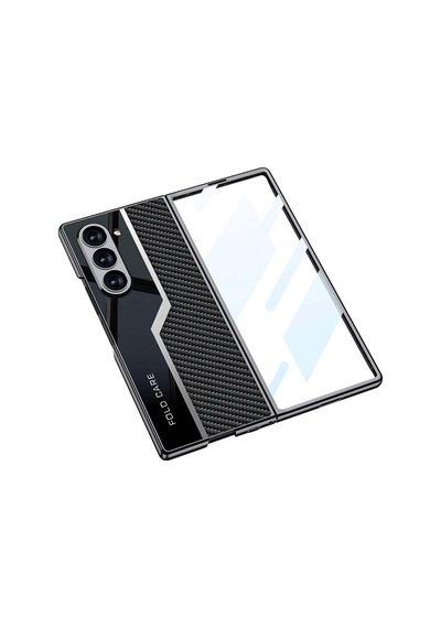 Galaxy Uyumlu Z Fold 6 Kılıf Ultra İnce Kamera Korumalı Pc + Karbon Fiber Tasarımlı Arka Yüzey Redclick Kıpta Poligan Kapak