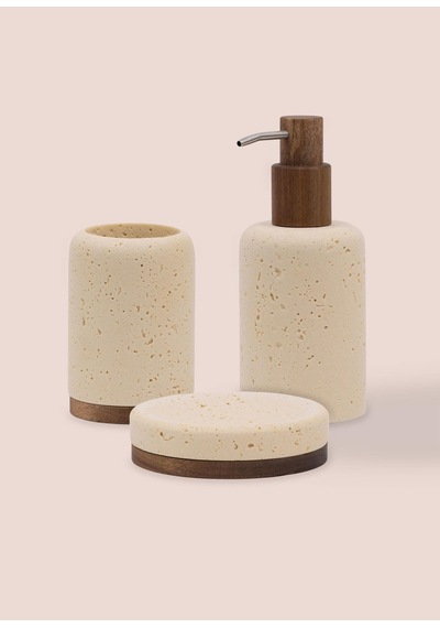 The Mia Travertine Banyo Seti Bej 3 Parça Çok renkli