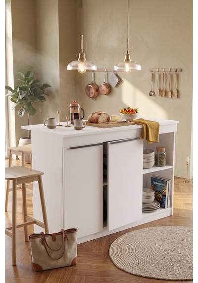 Orren Ada Mutfak Yemek Masası 2 Kapaklı 120cm Beyaz Or2-w