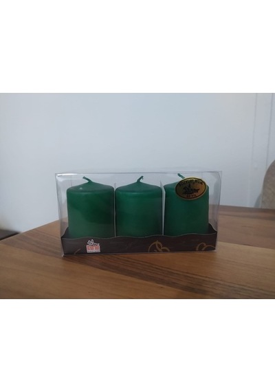 3' Lü Kokusuz Bozkurt Silindir Mum 5*7 Cm Yeşil (444856314)