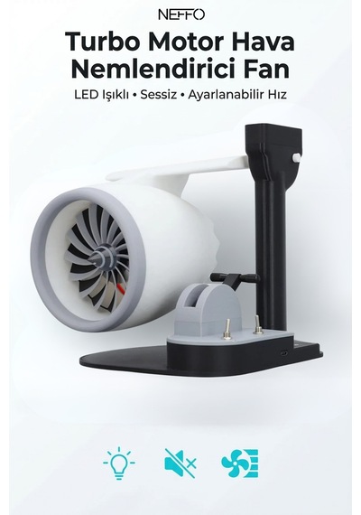 Turbo Motor Tasarımlı Hava Nemlendirici, Ayarlanabilir Hızlı, Led Işıklı Sessiz Soğutucu Fan