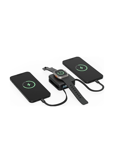 Magpac Mini Plus Dijital 10.000 Mah 20w Type-c 20w Type-c Kablo 15w Telefon Saat Kablosuz Şarj Magsafe Powerbank Koyu Gri
