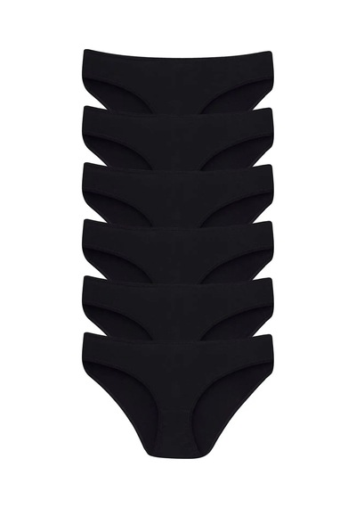 Astrid T Premium Slip Model Günlük Kız Çocuk Külot Siyah %100 Pamuklu 6'lı Paket Siyah-6