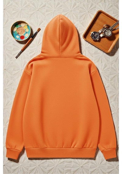 Uyguntarz Unisex Good Days Baskılı Oversize Sweatshirt Turuncu