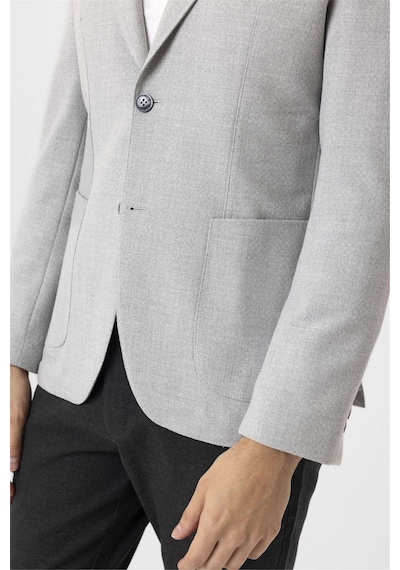 Süvari Gri Slim Fit Sivri Yaka 6 Drop Ceket