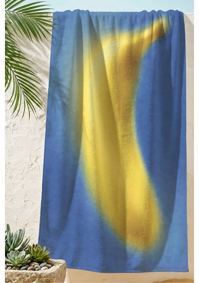Soyut Sanat Muz Temalı Plaj Havlusu - Mavi Sarı Minimalist Tasarım Hızlı Kuruyan Mikrofiber Havlu Pastel Porselen Soyut Sanat Muz Temalı Plaj Havlusu - Mavi Sarı Minimalist Tasarım Hızlı Kuruyan Mikrofiber Havlu Pastel Porselen