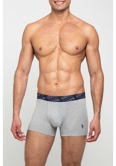 U.S. Polo Assn. Erkek Gri Melanj - Lacivert 2 Li Boxer 80342