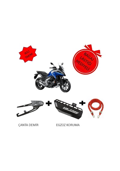 Honda Nc 750 X 2021 Uyumlu Çanta Demiri Siyah & Honda Nc 750 Uyumlu Egzoz Koruma Sacı Demiri